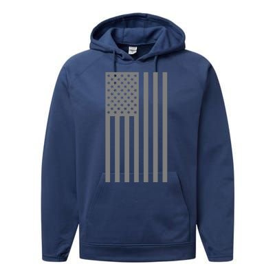 Grey Style America Flag Performance Fleece Hoodie