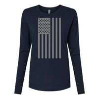 Grey Style America Flag Womens Cotton Relaxed Long Sleeve T-Shirt