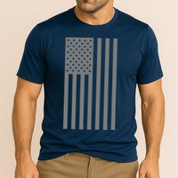 Grey Style America Flag Cooling Performance Crew T-Shirt
