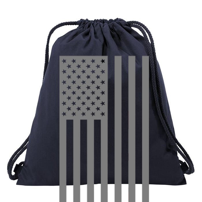 Grey Style America Flag Drawstring Bag