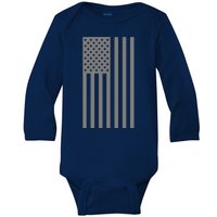 Grey Style America Flag Baby Long Sleeve Bodysuit