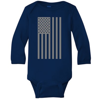 Grey Style America Flag Baby Long Sleeve Bodysuit