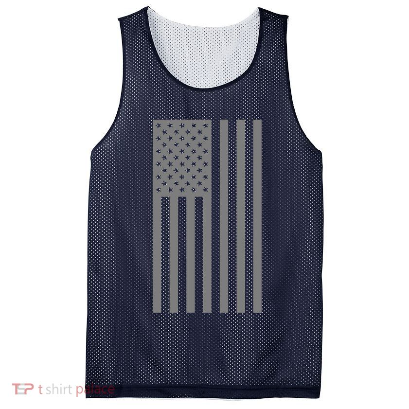 Grey Style America Flag Mesh Reversible Basketball Jersey Tank
