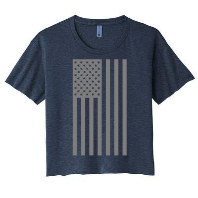 Grey Style America Flag Women's Crop Top Tee