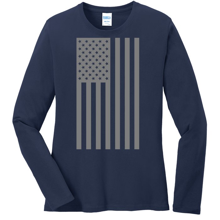 Grey Style America Flag Ladies Long Sleeve Shirt