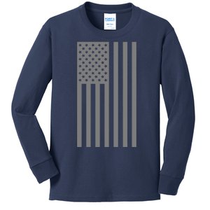 Grey Style America Flag Kids Long Sleeve Shirt