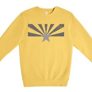 Grey Style Arizona State Flag Distressed  Premium Crewneck Sweatshirt