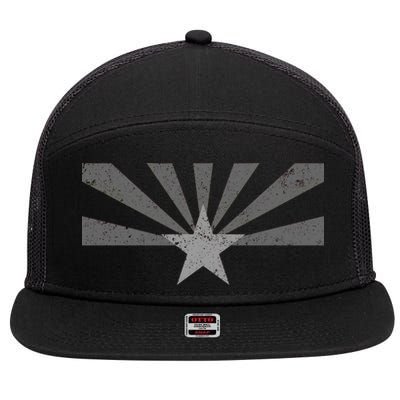 Grey Style Arizona State Flag Distressed  7 Panel Mesh Trucker Snapback Hat