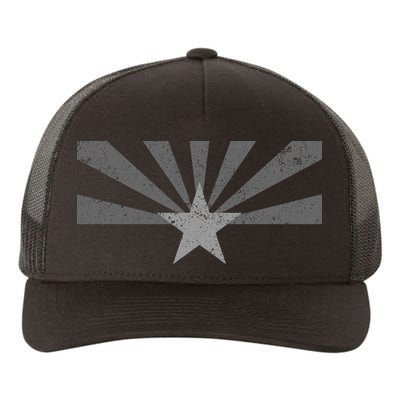 Grey Style Arizona State Flag Distressed  Yupoong Adult 5-Panel Trucker Hat