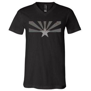 Grey Style Arizona State Flag Distressed  V-Neck T-Shirt