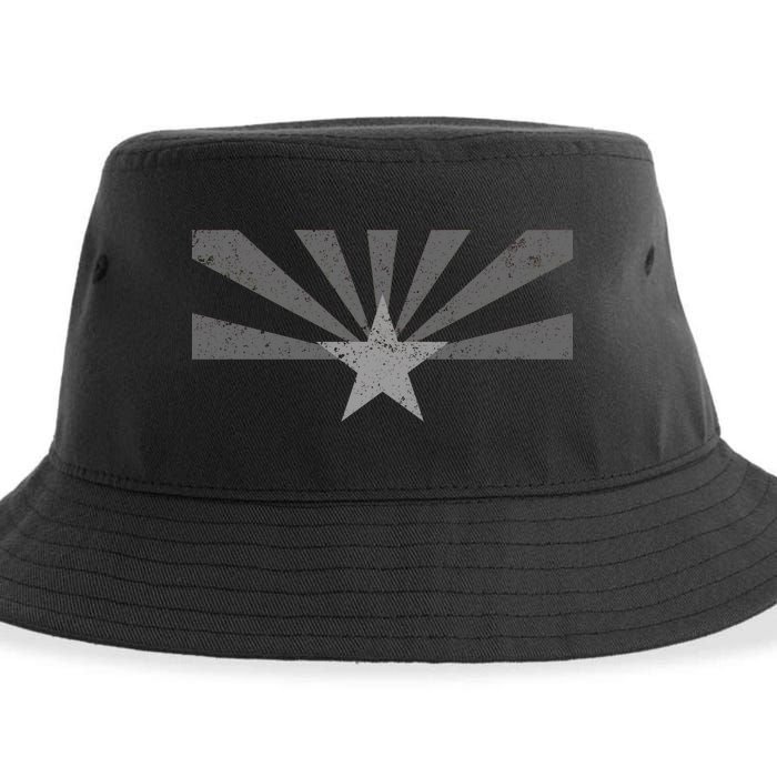 Grey Style Arizona State Flag Distressed  Sustainable Bucket Hat