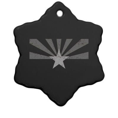 Grey Style Arizona State Flag Distressed  Ceramic Star Ornament