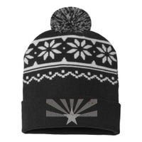 Grey Style Arizona State Flag Distressed  USA-Made Snowflake Beanie