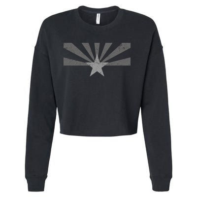 Grey Style Arizona State Flag Distressed  Cropped Pullover Crew
