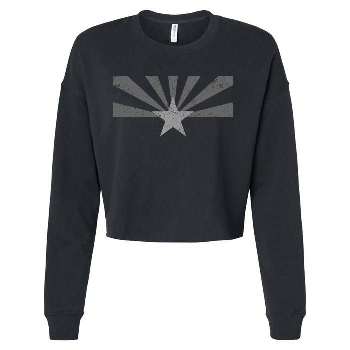 Grey Style Arizona State Flag Distressed  Cropped Pullover Crew