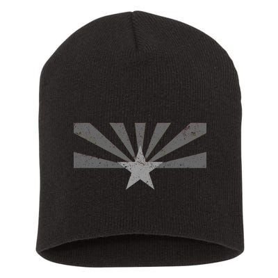 Grey Style Arizona State Flag Distressed  Short Acrylic Beanie