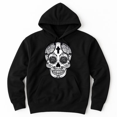 Grey Style Flower Skull Skeleton Graphic Hoodie