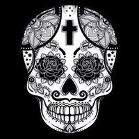 Grey Style Flower Skull Skeleton Graphic Apron