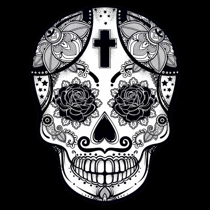 Grey Style Flower Skull Skeleton Graphic Apron