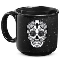 Grey Style Flower Skull Skeleton Graphic 15oz Campfire Ceramic Mug