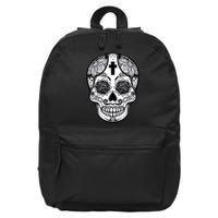 Grey Style Flower Skull Skeleton Graphic 16 in Basic Backpack