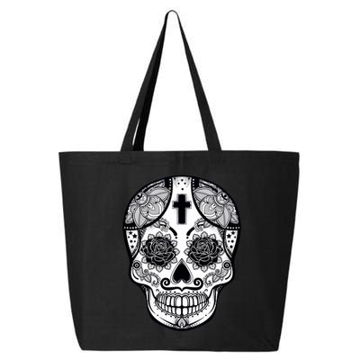 Grey Style Flower Skull Skeleton Graphic 25L Jumbo Tote