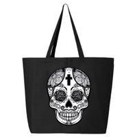 Grey Style Flower Skull Skeleton Graphic 25L Jumbo Tote