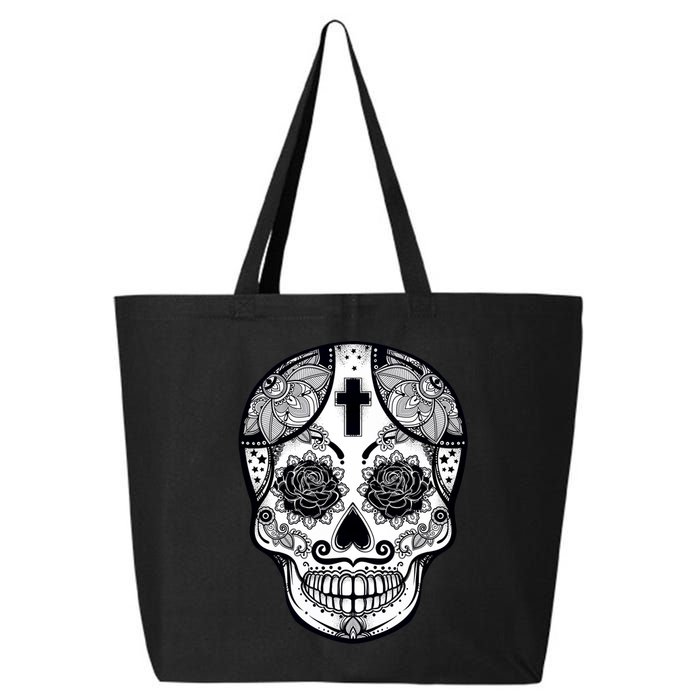 Grey Style Flower Skull Skeleton Graphic 25L Jumbo Tote