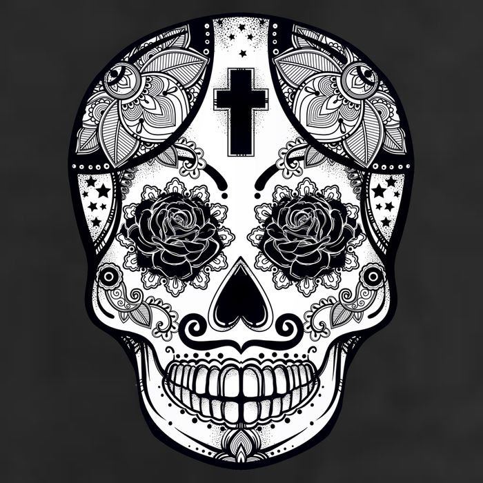 Grey Style Flower Skull Skeleton Graphic 25L Jumbo Tote
