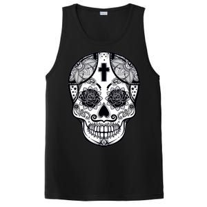 Grey Style Flower Skull Skeleton Graphic PosiCharge Competitor Tank