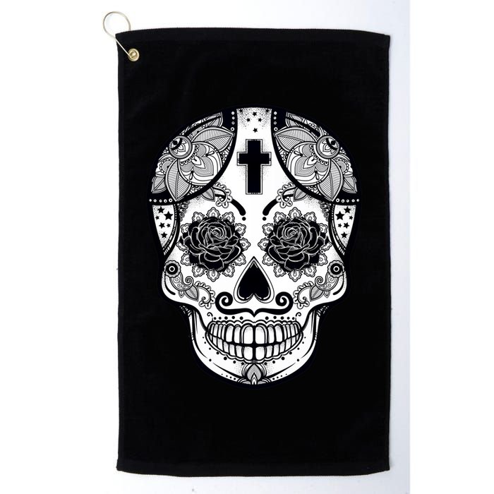 Grey Style Flower Skull Skeleton Graphic Golf Towel