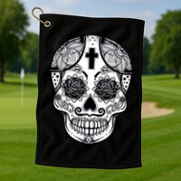 Grey Style Flower Skull Skeleton Graphic Golf Towel