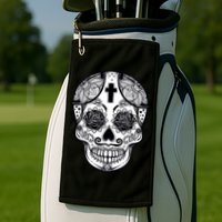 Grey Style Flower Skull Skeleton Graphic Golf Towel