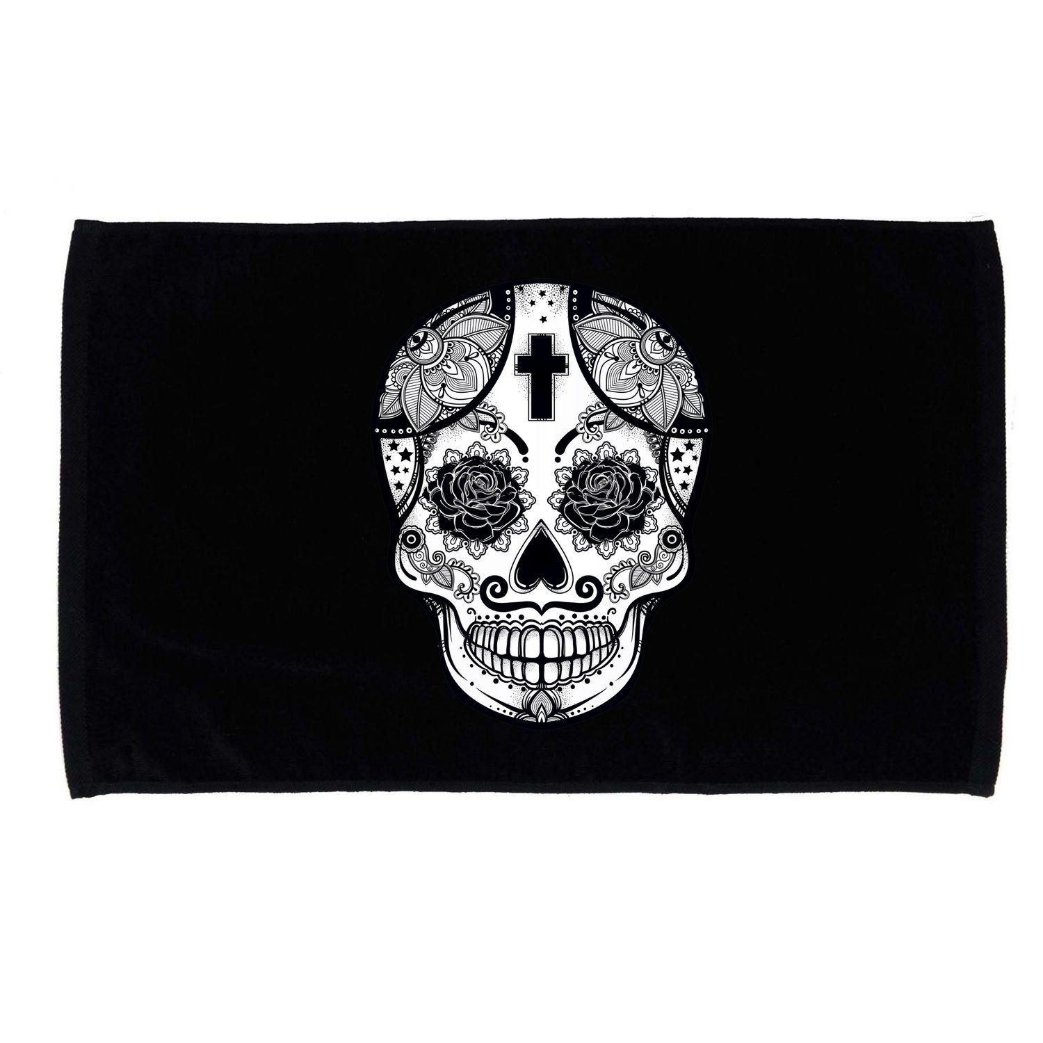 Grey Style Flower Skull Skeleton Graphic Microfiber Hand Towel