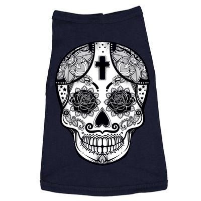 Grey Style Flower Skull Skeleton Graphic Doggie Tank