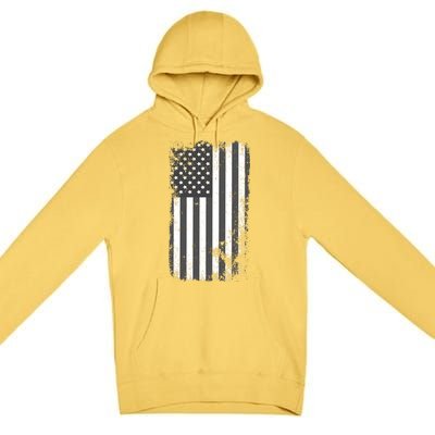 Grey Style Vintage torn USA American Flag Premium Pullover Hoodie