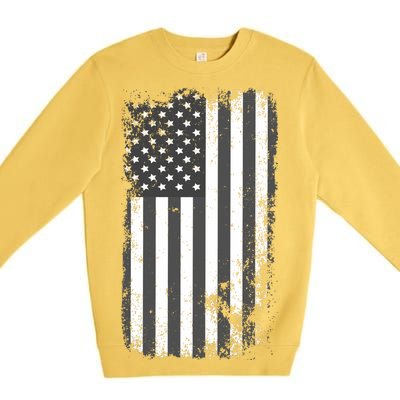 Grey Style Vintage torn USA American Flag Premium Crewneck Sweatshirt