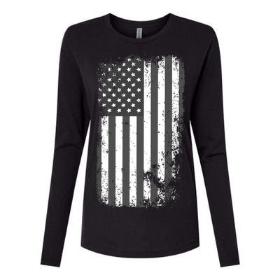 Grey Style Vintage torn USA American Flag Womens Cotton Relaxed Long Sleeve T-Shirt