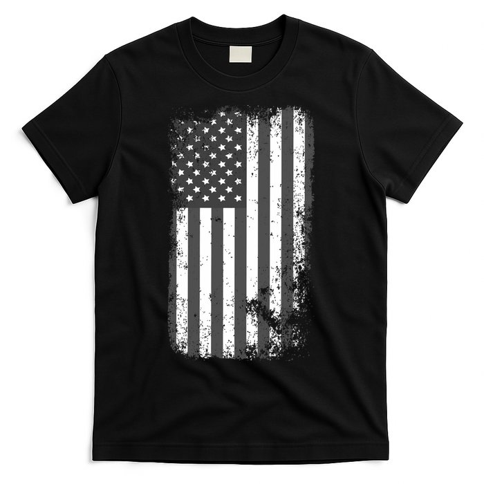Grey Style Vintage torn USA American Flag T-Shirt