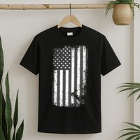 Grey Style Vintage torn USA American Flag T-Shirt