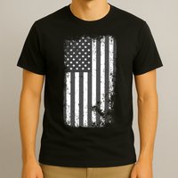 Grey Style Vintage torn USA American Flag T-Shirt