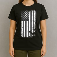Grey Style Vintage torn USA American Flag T-Shirt