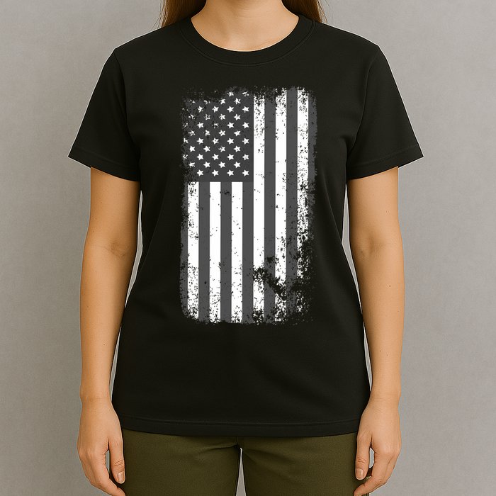 Grey Style Vintage torn USA American Flag T-Shirt
