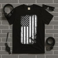Grey Style Vintage torn USA American Flag T-Shirt