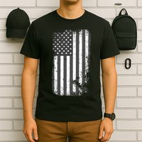 Grey Style Vintage torn USA American Flag T-Shirt