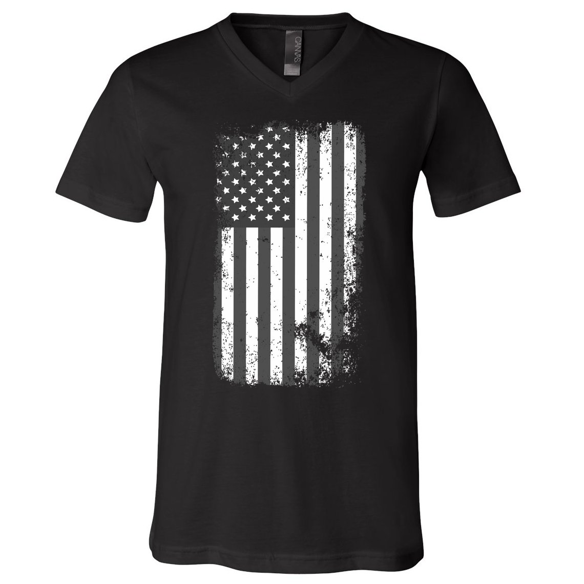 Grey Style Vintage torn USA American Flag V-Neck T-Shirt