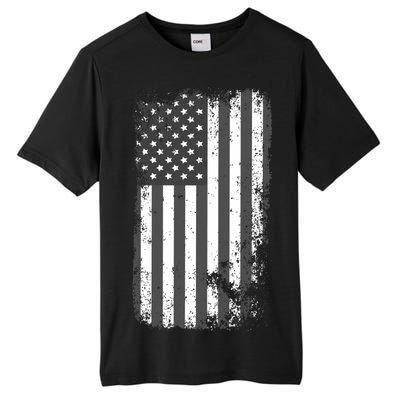 Grey Style Vintage torn USA American Flag Tall Fusion ChromaSoft Performance T-Shirt