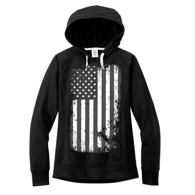 Grey Style Vintage torn USA American Flag Women's Fleece Hoodie