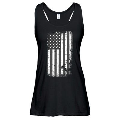 Grey Style Vintage torn USA American Flag Ladies Essential Flowy Tank