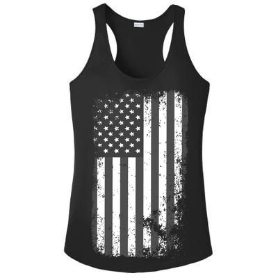 Grey Style Vintage torn USA American Flag Ladies PosiCharge Competitor Racerback Tank